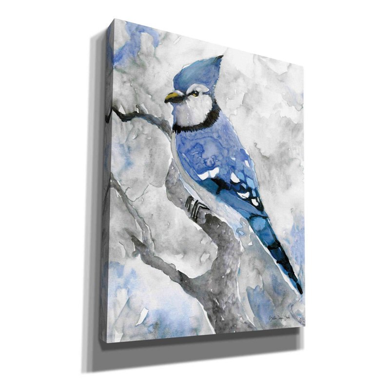 «Blue Jay 2» par Stellar Design Studio - peinture sur toile tendue, H 34 po x l 26 po x P 1,5 po