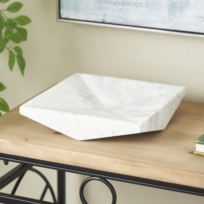 Lucien And Grey Marble Square Geometric Tray, 2.15" H x 10" W x 10" D