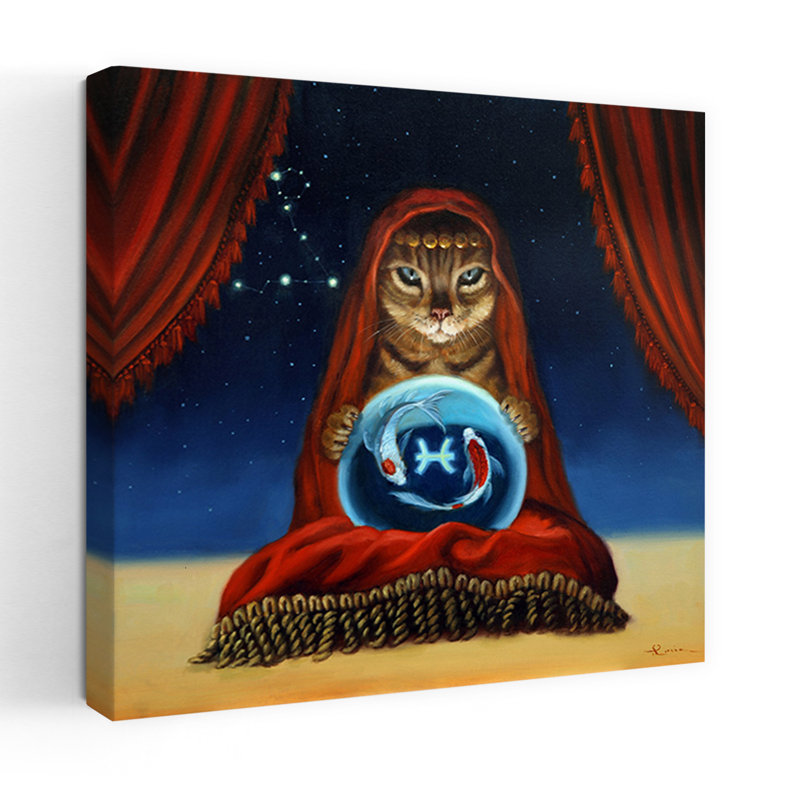 Poissons, chat, art urbain contemporain, H 18 po x l 18 po