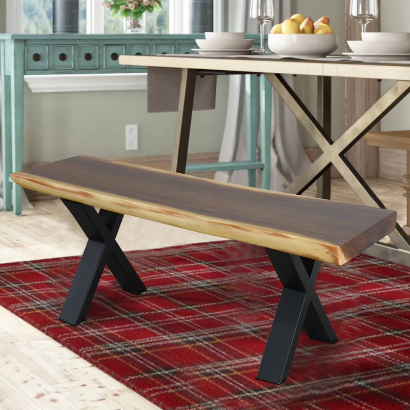 Solid Wood Bench, 45.7cm H x 119.4cm W x 33cm D