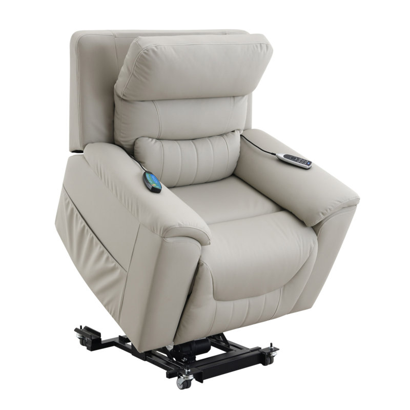 Fauteuil inclinable électrique en cuir synthétique gris clair Marsha