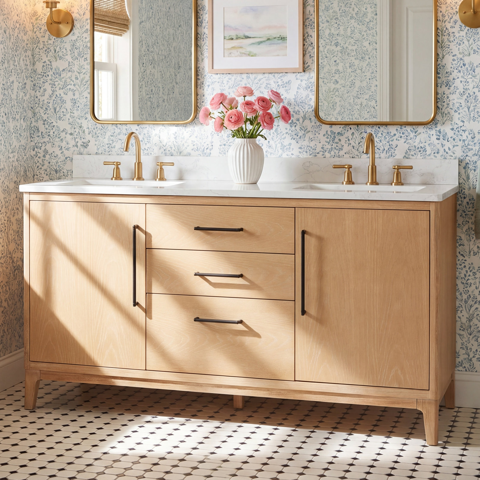 Langosta 60" Double Bathroom Vanity, Washed Ash Gray
