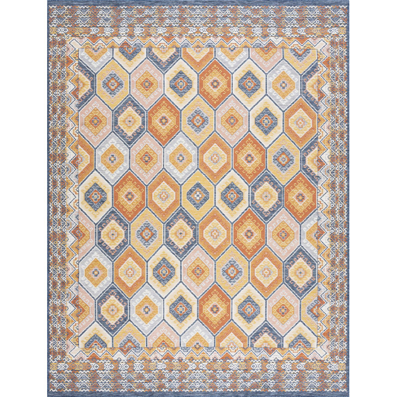 Deltufo Geometric Reversible Flatweave Polypropylene Indoor / Outdoor Area Rug - Multi Color, Rectangle 5'3'' x 7'3''