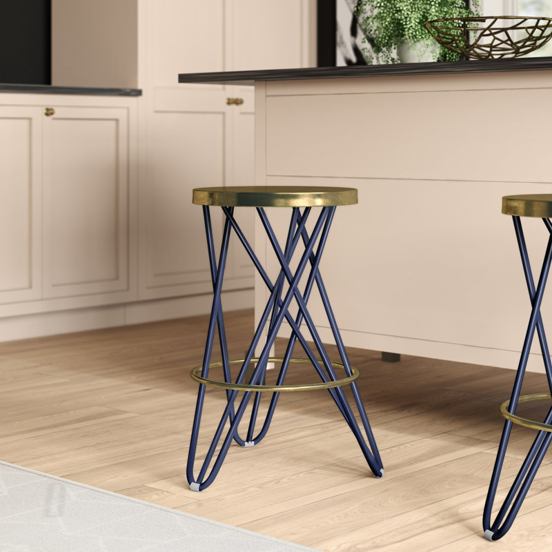 Tabouret de bar et de comptoir Lulabelle, Bleu marine, Tabouret de comptoir (assise de 24 po de hauteur)