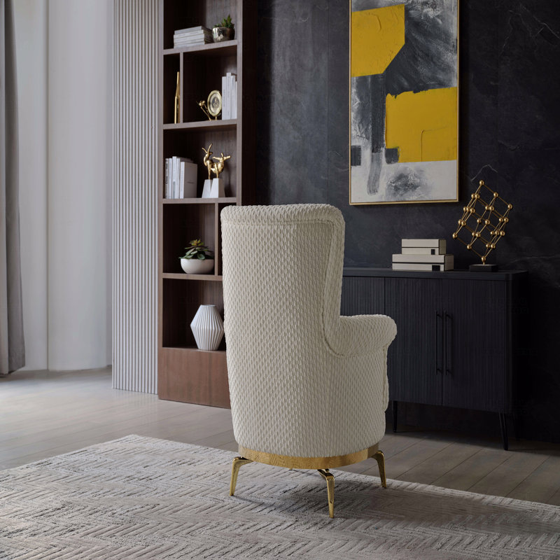 Chaise d'appoint de style moderne - faite de bois et d'accents dorés, Crème