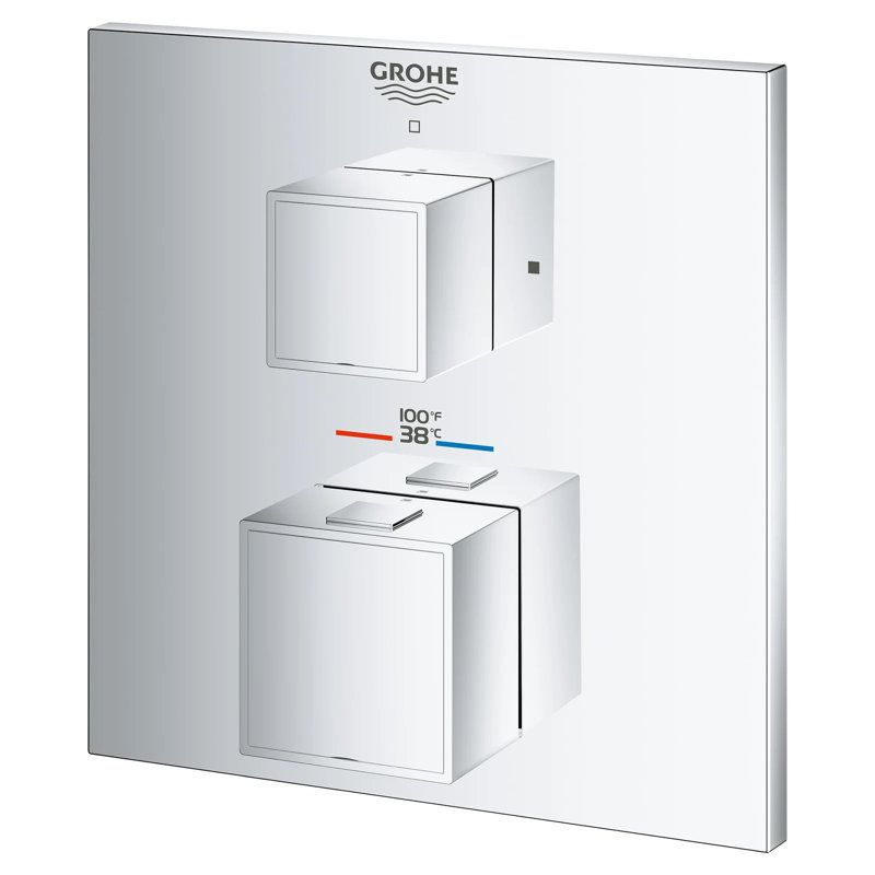 Grohtherm Cube® Dual Function 2-Handle Thermostatic Trim, StarLight Chrome
