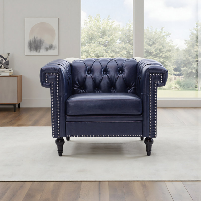 Sofa 1 place pour salon, Bleu, Bleu, Noir