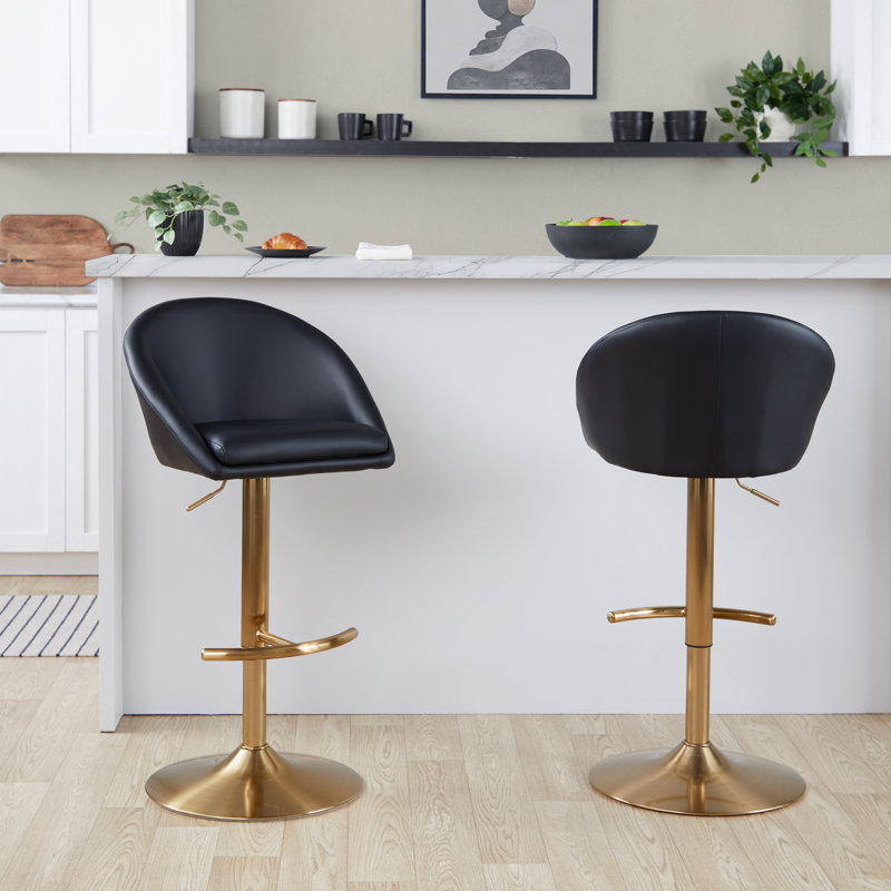 Tabouret de bar Maddison, Noir, noir, noir, noir, Doré