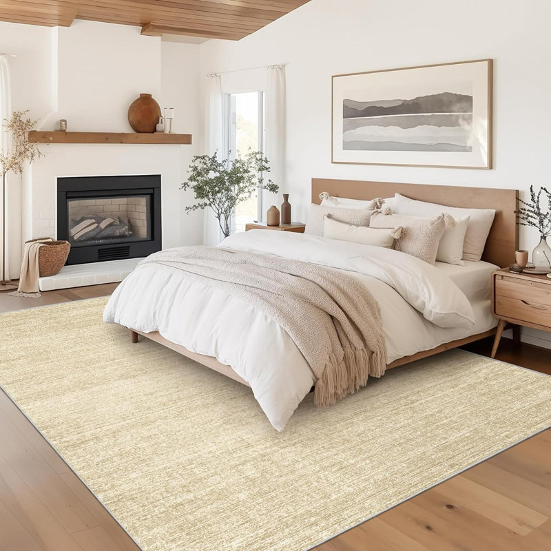 Washable 8'X10' Brown Printed Area Rug - Non-Slip Stain Resistant Large Rug For Living Room Bedroom, Foldable Machine Washable Rug