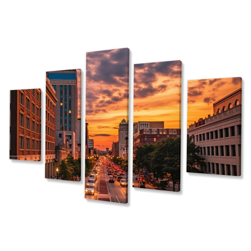 Joeann - Cityscapes, reproduction sur toile - 5 panneaux