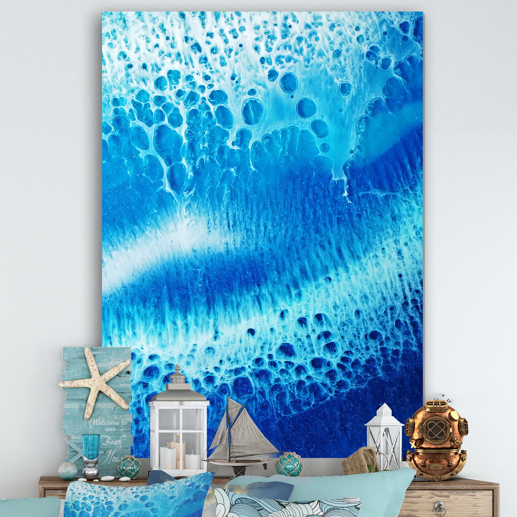 Waves Epoxy Resin Art I Painting Print on Canvas