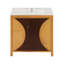 Meuble-lavabo de style moderne Mid-Century 30 po avec lavabo - Armoire autoportante en bois artistique avec 3 tiroirs et porte à fermeture en douceur, panneau à cannelures bicolore