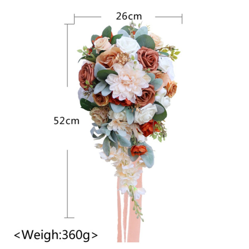 Bouquets de mariée pour la mariée, bouquet de fleurs artificielles en cascade pour la mariée