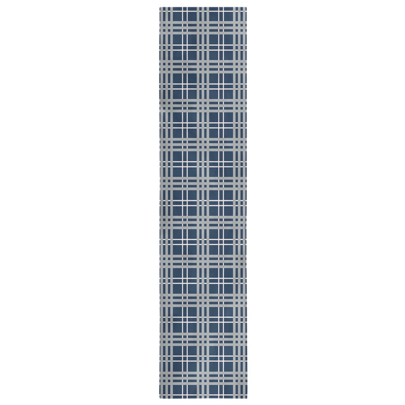Paid Polyester Table Runner, 72" L x 16" W, College Navy/White/Wolf Gray