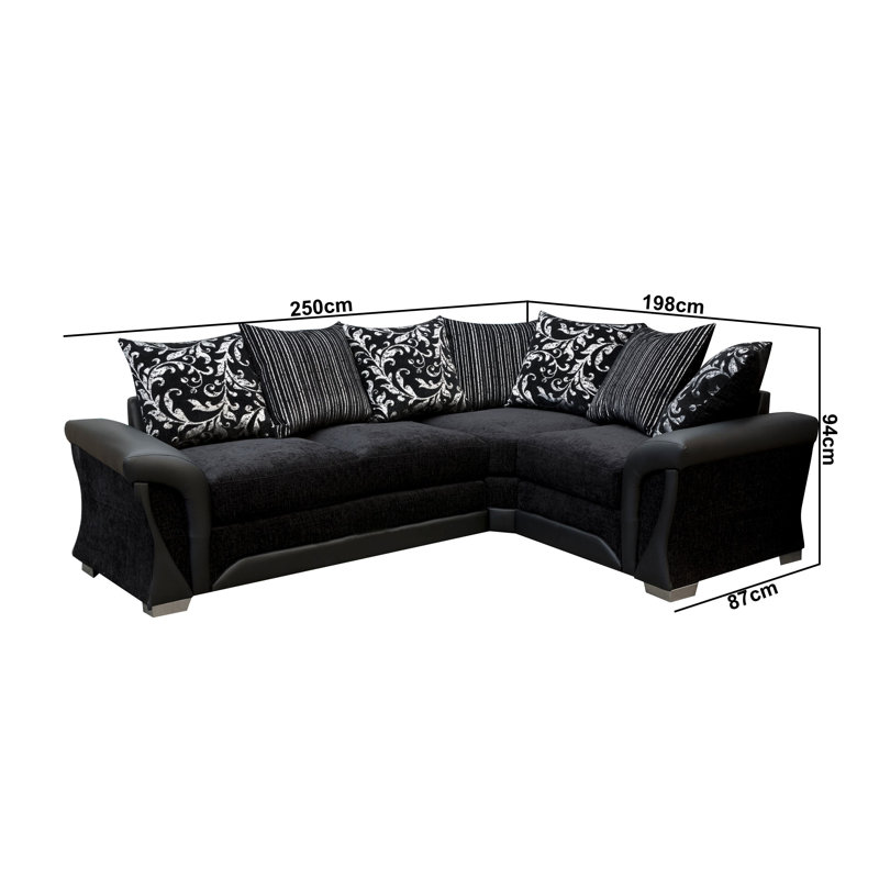 Bracamonte 4 Seater Corner Sofa , Black/Black, Right facing