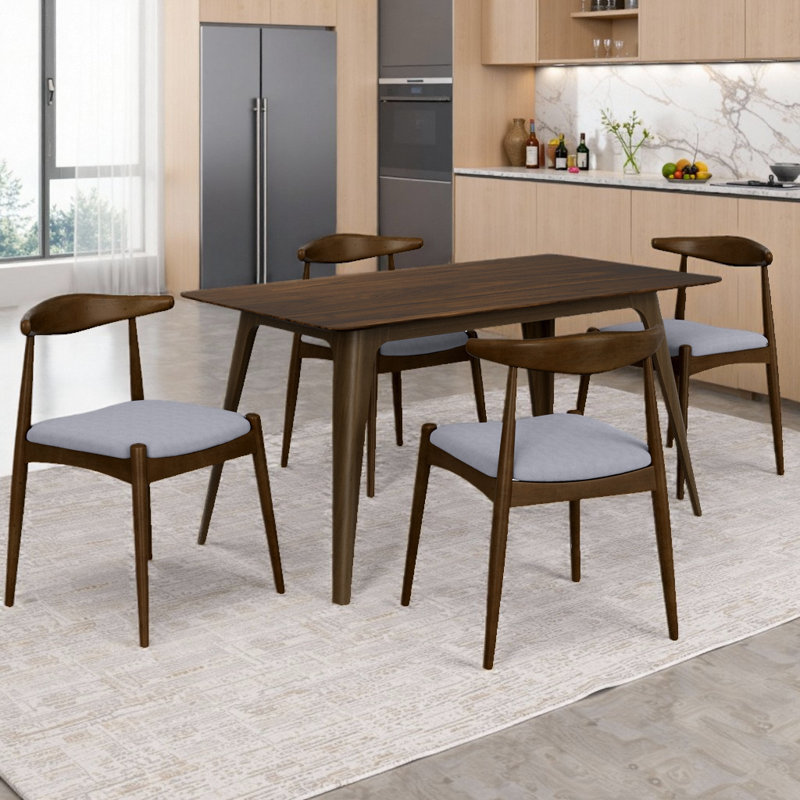 Ensemble de salle à manger rectangulaire 47,2 po avec 4 chaises, plateau en faux bois, capacité de 300 lb, Gris clair