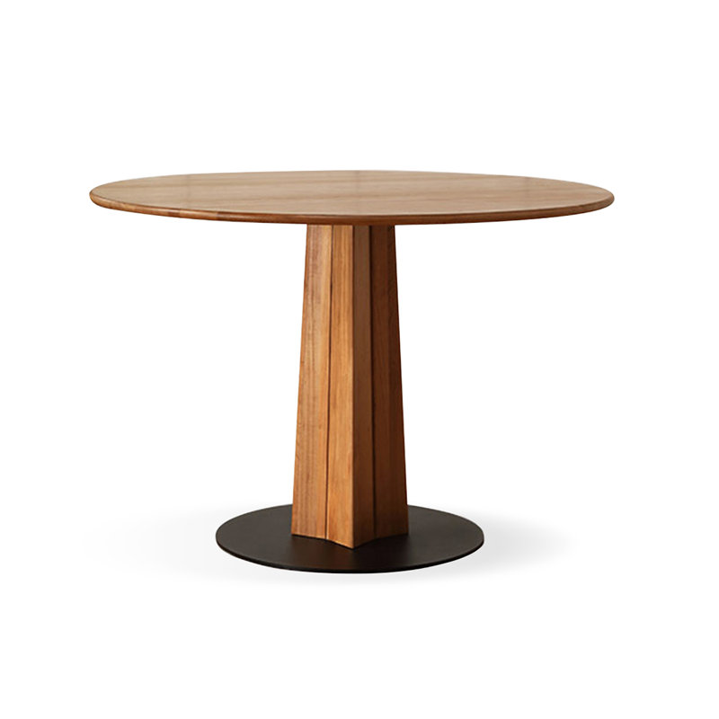 Burlywood Round Solid with Iron Dining Table For Dining Room/Kitchen, H 29,92 po x L 37,4 po x l 37,4 po