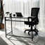 Bureau d'étude noir moderne avec plateau 100% verre trempé, épaisseur 4 mm | Cadre en métal robuste, 39,4 po x 29,5 po x 17,7 po | Conception murale pour un style industriel élégant et compact pour le bureau à domicile-1027065281