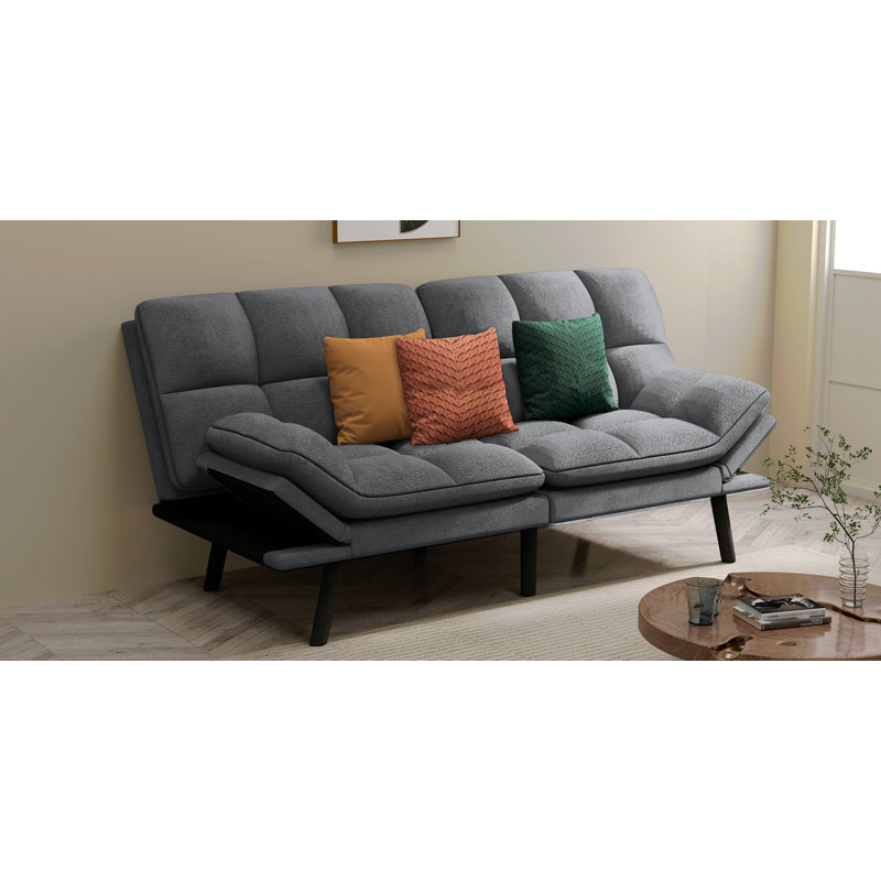 Adjustable Futon Sofa Bed with Cat-Scratch-Proof Fabric and Convertible Design, Dark Grey