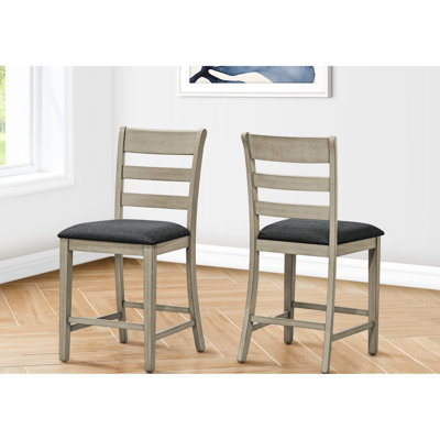 De 2 chaises de salle à manger transitionnelles, comptoir de 42 po de hauteur, sièges rembourrés en bois noir, bois massif pour la cuisine et la pièce, hauteur 2, structure moderne, et
