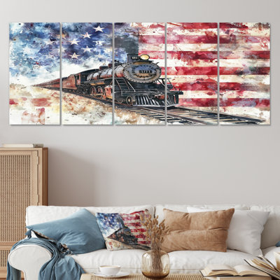 Transcontinental Railroad Completed I - USA Wall Art - Traditional Wall Art Decor 5 Piece