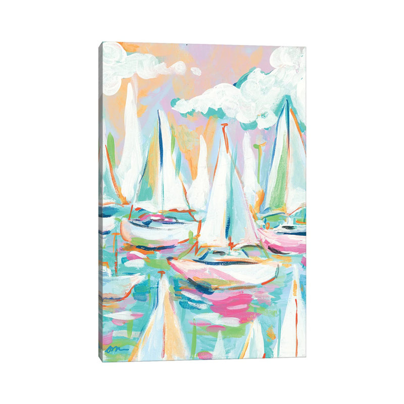 Sailboat Sea - Wrapped Canvas Painting, 30.48cm H x 20.32cm W x 1.91cm D