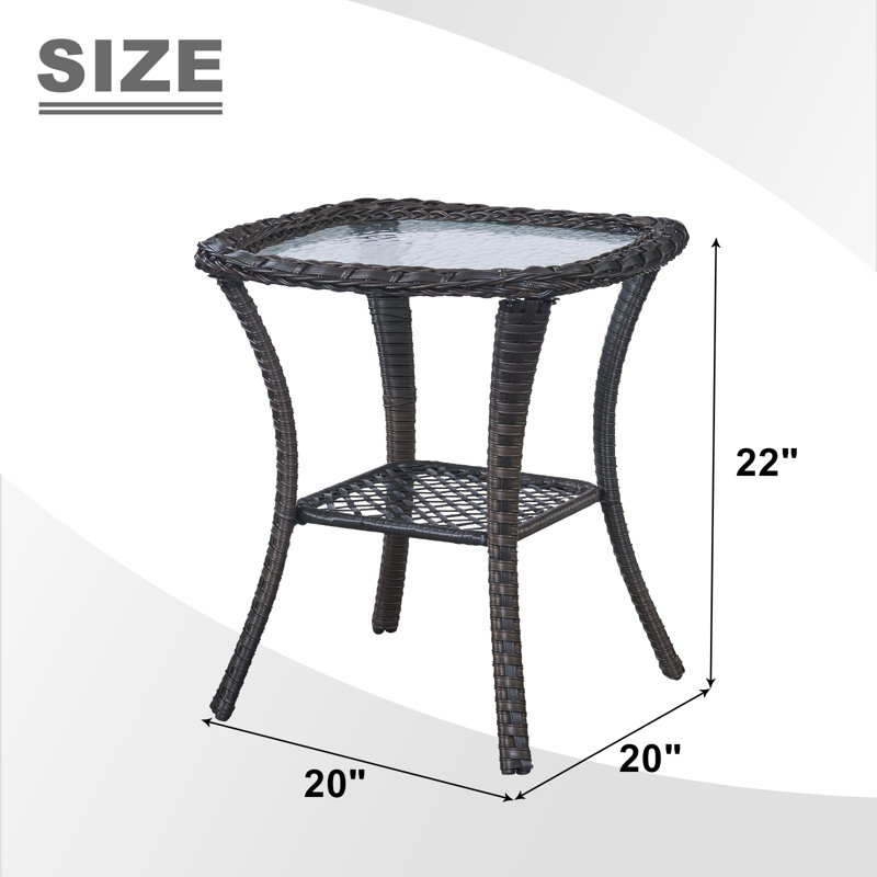 Dahlyla Square Metal Outdoor Side Table , 20'' in. W 20'' in. D, Brown
