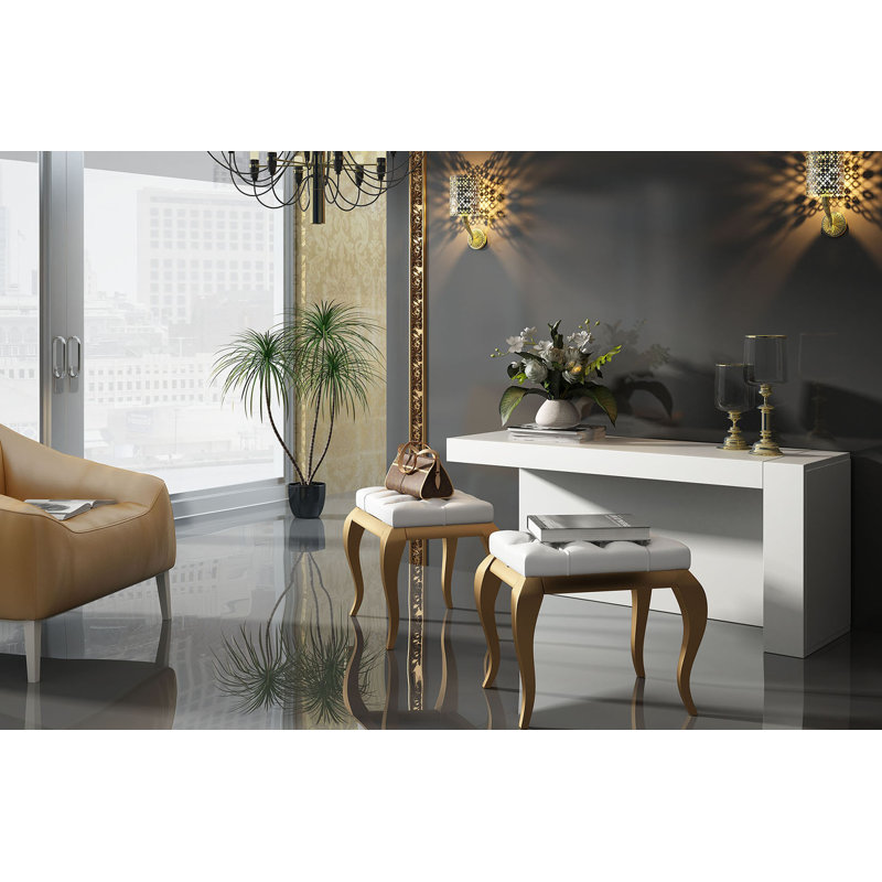 Ensemble coiffeuse avec tabouret et Miroir, Mat