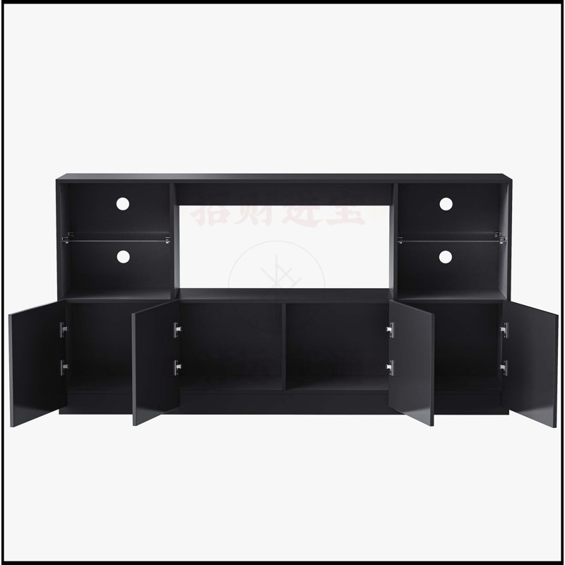 Meuble télé ultrabrillant avec lumières DEL, Noir, noir, noir, noir
