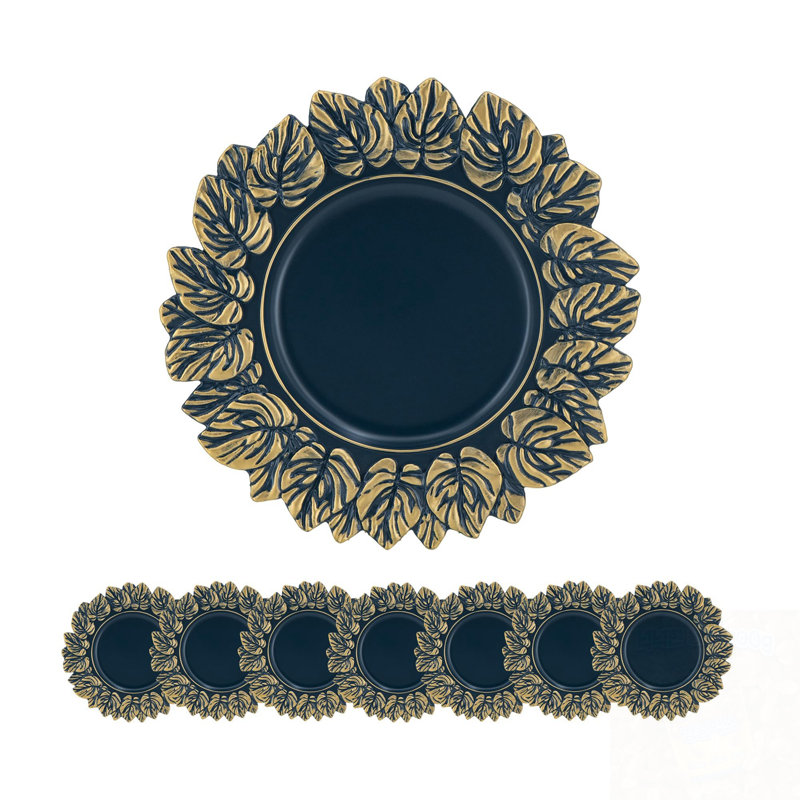 8 Pack Decorative Plate with Leaf-shaped edge design