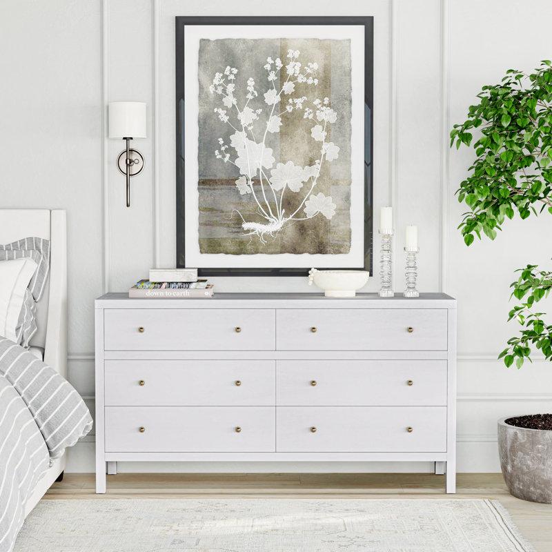 Commode 6 tiroirs Celine, Blanc texturé