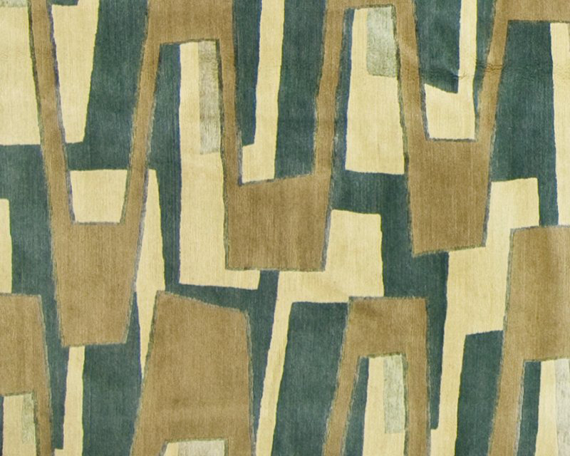 Zigzaggery Wool Geometric Area Rug in Beige/Blue, Rectangle 8' x 10'