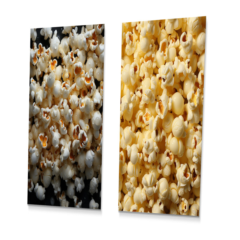 Silver Screen Popcorn Elegance I - ensemble de 2 décorations murales en métal Popcorn, H 28 po x l 24 po