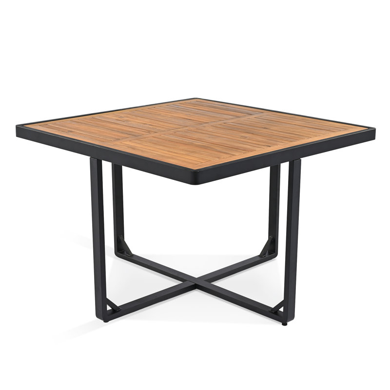 Ensemble repas de patio en bois d'acacia 9 pièces GO, Gris