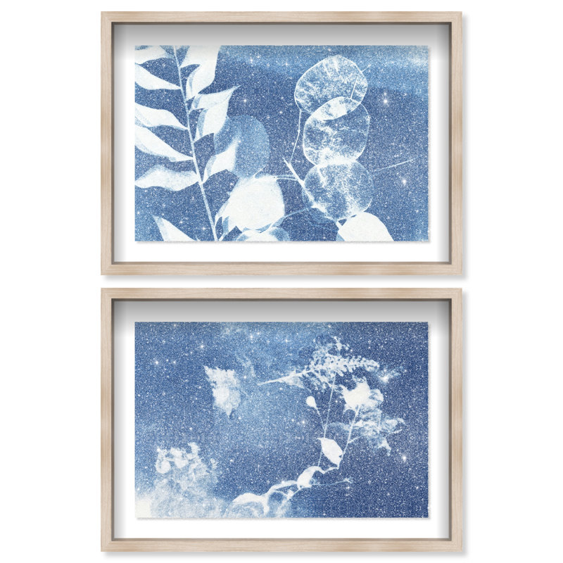 Faded Poetry Set Shadowbox Floral & Botanical Print by Oliver Gal, Black Frame, 15 x 10, 25"H x 17"W, Natural Oak Shadowbox
