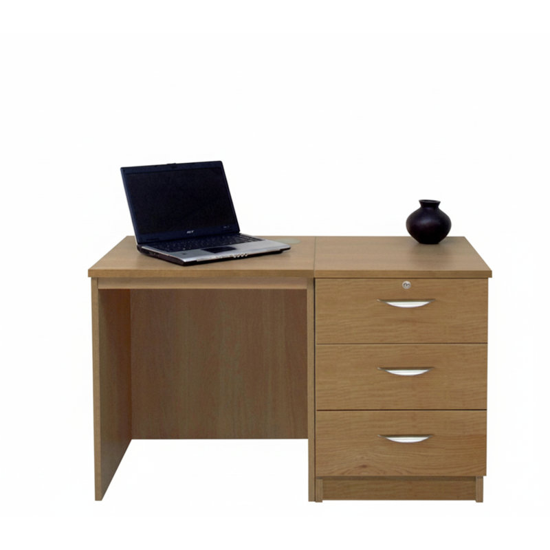 Walshaw Solid Wood Base Computer Desk, English Oak