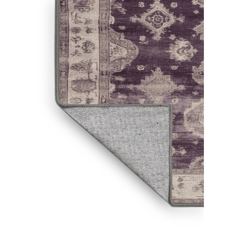 Machine Washable Overdyed Gray Area Rug, Round 7'