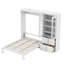 Lit escamotable Queen avec tour de rangement réversible, portes en acrylique, 4 tiroirs et étagères, blanc