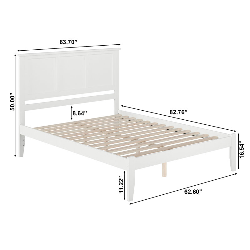 Clyda Solid Wood Panel Bed, Queen, White