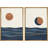 Sun And Moon " Abstract Sun Over Blue Watercolor Ocean Waves Modern Minimalist Landscape " 2 - Pieces-71660012-71660017