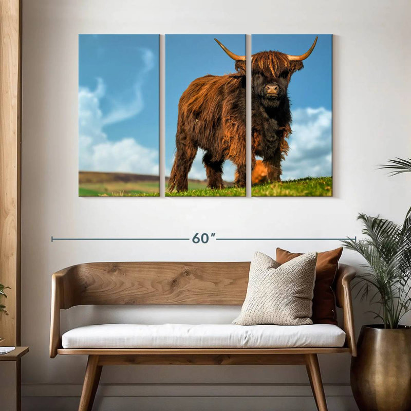 Brampt Dark Haired Highland Cow, 32" H x 50" W