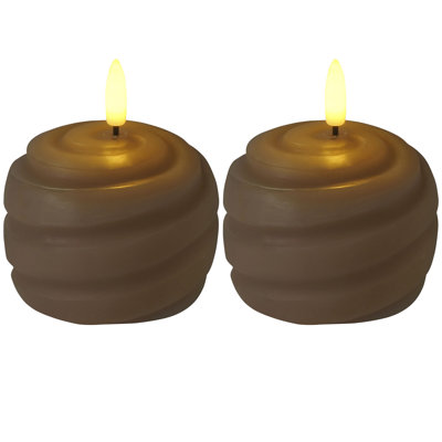 Set of 2 Swirl Orb LED Wax Figurine