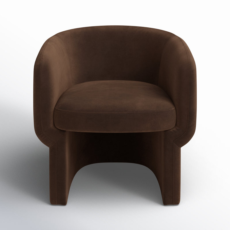 Cambry Upholstered Barrel Chair, Dark Brown Velvet