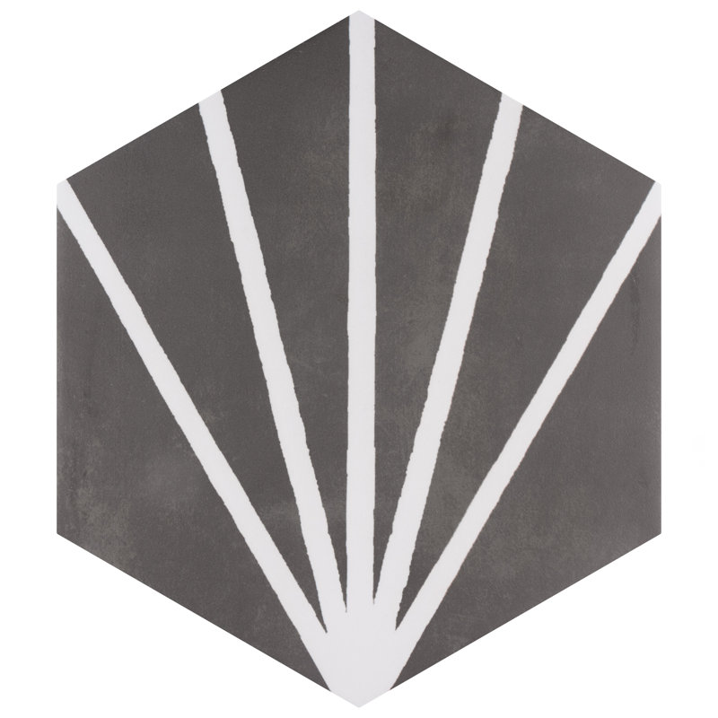 Horizon Dawn 7-3/4" x 9" Porcelain Patterned  Wall and Floor Tile, Nero