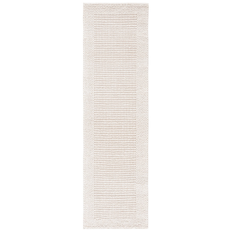 Tapis en laine / coton tissé à la main Burdick en ivoire / beige, Tapis de couloir 2 pi 3 po x 11 pi