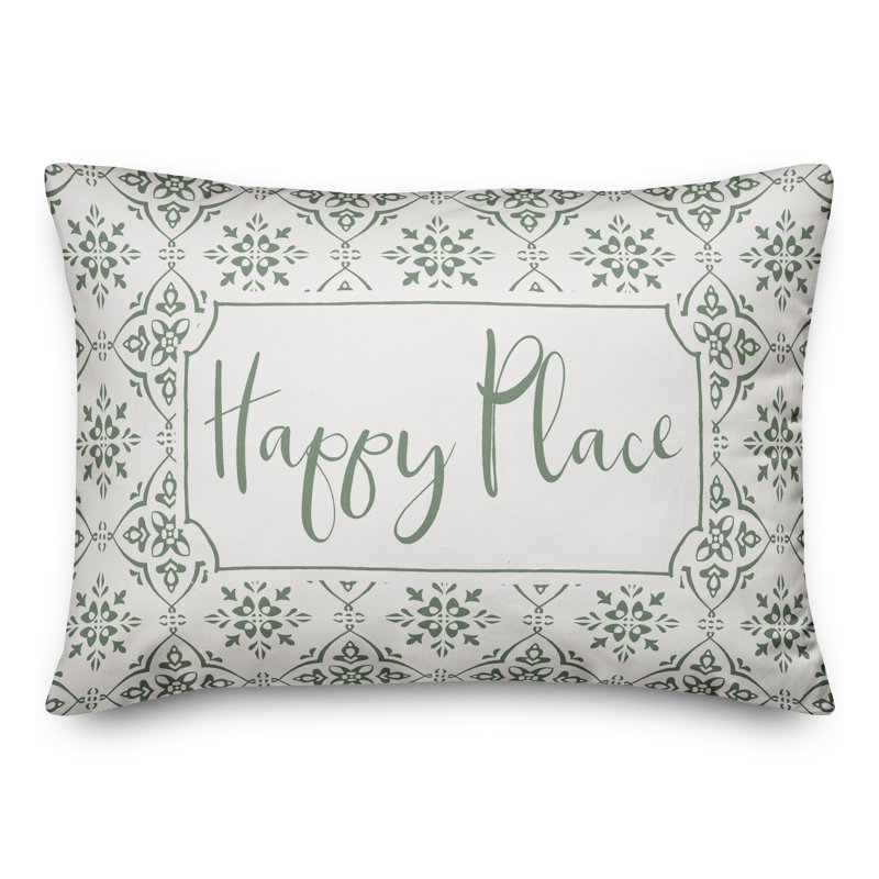 Housse de coussin rectangulaire et insert Happy Place Medallion, Vert