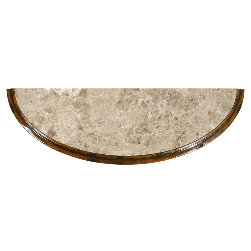 Artisan 50'' W Marble Console Table, Dark Beige Top/Rustic Walnut Base