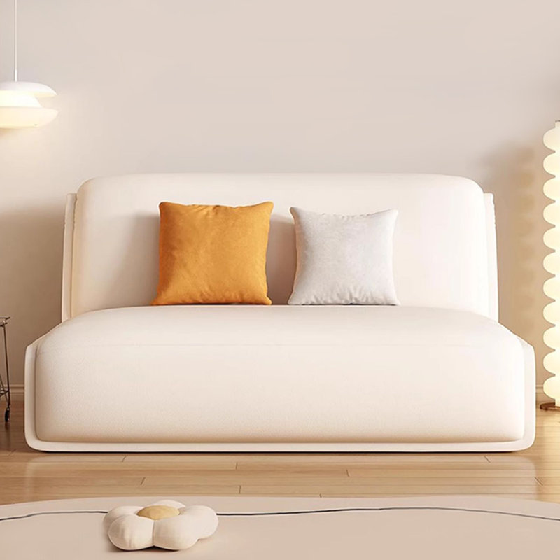 Canapé-lit modulaire en similicuir blanc crème avec rangement, H 36,61 po x l 66,93 po x P 38,58 po