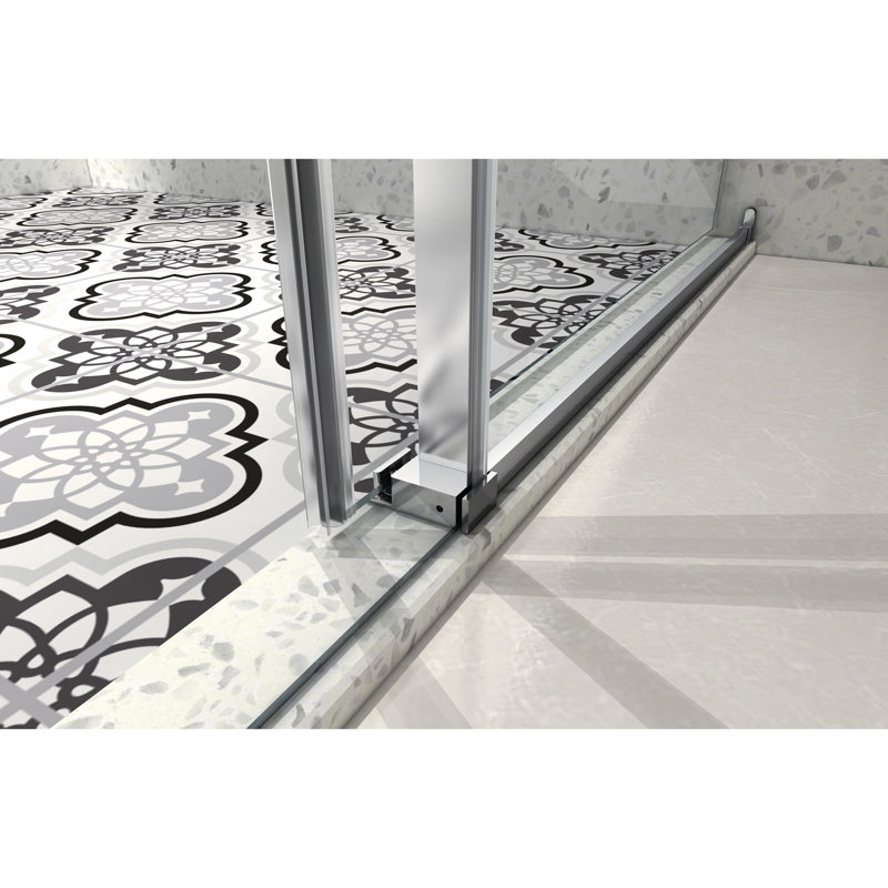 Porte de douche sans cadre 4876 avec fermeture en douceur, membrane Nano-Easy-Nettoyage et anti-déflagrant, poulies en acier inoxydable 304 de 70 mm