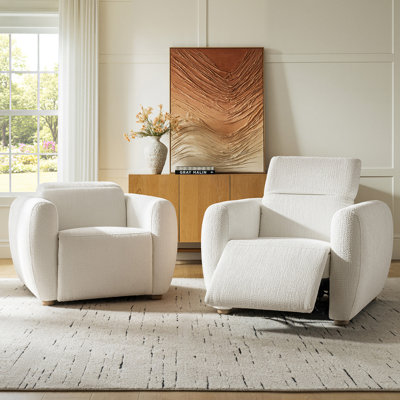 Aegean Modern Chenille Power Recliner with Dual Motor and Covered Arms